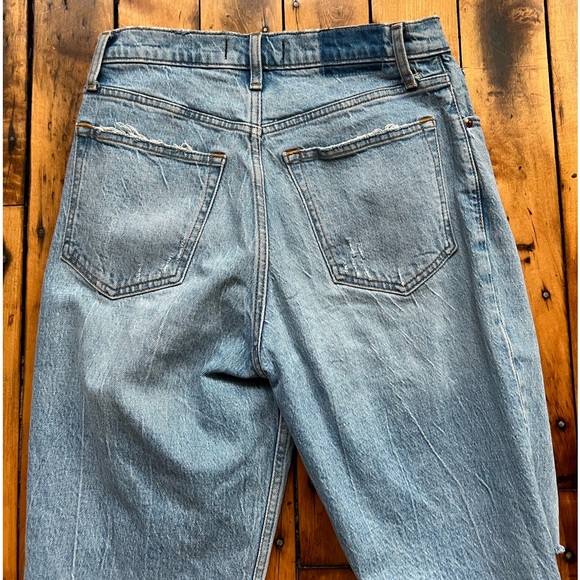 Abercrombie & Fitch 27/4S The 90’s Straight Ultra High Rise Jeans Ripped Blue - Picture 9 of 13